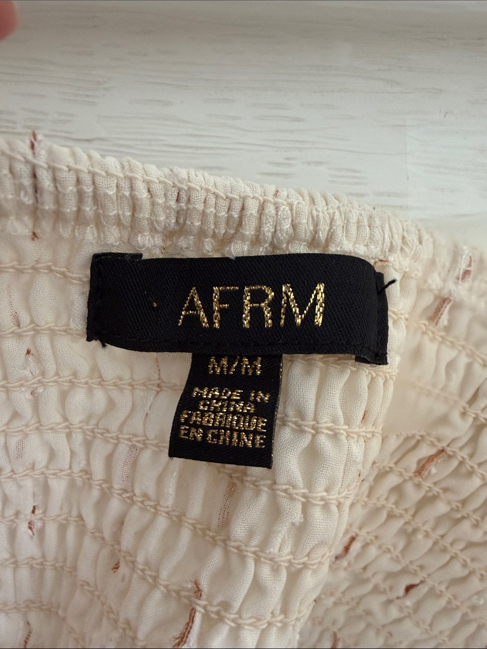 AFRM M Ivory Puff Sleeve Crop Top Gold Detail Open Back Romantic Boho - Picture 5 of 10